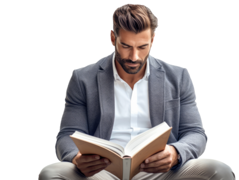 man reading a book