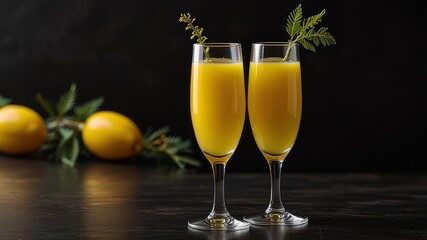 Mimosa glass drink beverage.