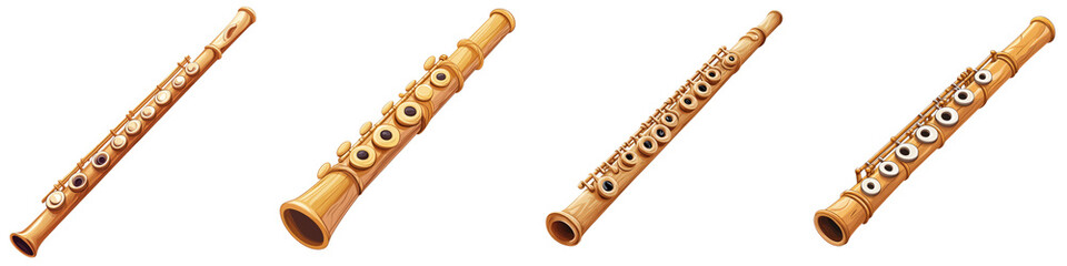 Naklejka premium Cartoon Vector Style Flute Isolated on White Background with Stitched Details for Creative Projects