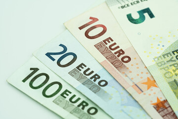 European currency euro. sequentially lined up close-up