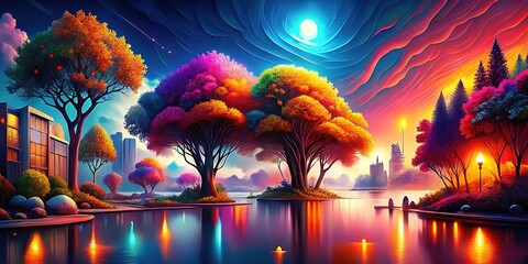 Abstract Digital Art - Dynamic Colorful Composition