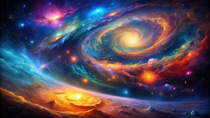 Obraz premium Abstract Cosmic Nebula: Celestial Symphony of Color and Light