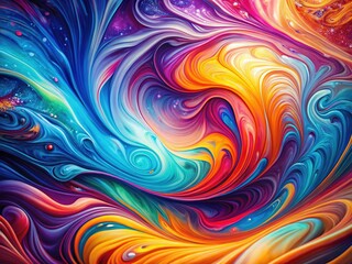 Abstract Fluid Art Swirls - Iridescent Background