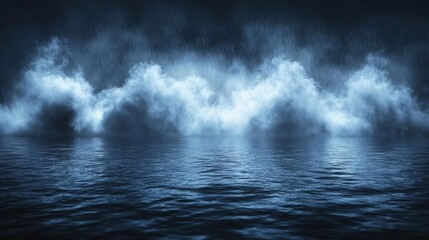 Obraz premium Moody Night Scene with Dark Water and Fog