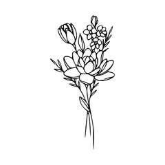 Obraz premium Minimalist Hand Drawn Floral Bouquet Illustration
