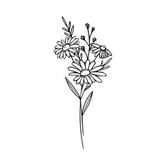 Minimalist Hand Drawn Floral Bouquet Illustration
