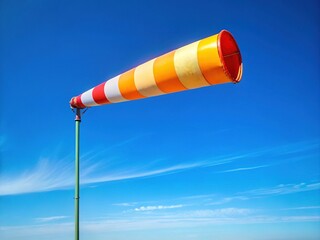 Airport Windsock: Windy Day, Clear Sky, Bright Colors, Sharp Image