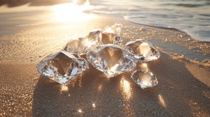 Sparkling diamonds on a sunlit beach.