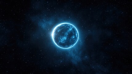 Fototapeta premium Glowing blue star in a vast cosmic landscape