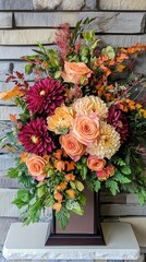 Stunning Autumn Floral Arrangement in a Decorative Vase
