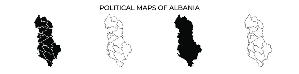 Political maps of Albania showcasing regional divisions and boundaries