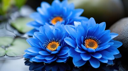 Serene Blue Flowers Floating on Water Tranquil Spa Serenity Nature Beauty