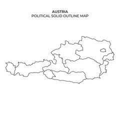 Political outline map of Austria for educational use