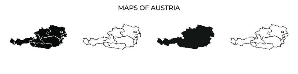 Maps outlining regions of Austria in a clear visual representation