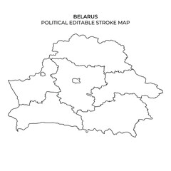 Political edit map of Belarus with highlighted regions and outlines