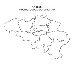 Political solid outline map of Belgium with regions clearly marked