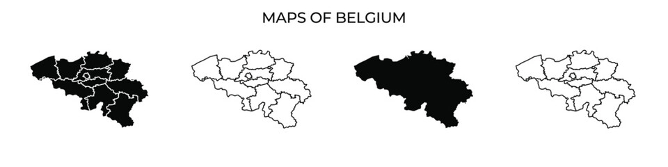 Visual representation of different maps of Belgium exploring regions