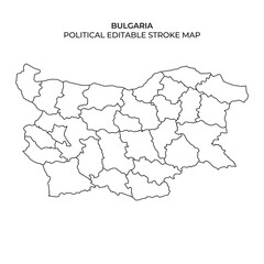 Editable political map of Bulgaria showing administrative divisions