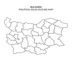 Solid outline map of Bulgaria showing political divisions
