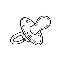 a line art drawing of a baby pacifier vector illustration