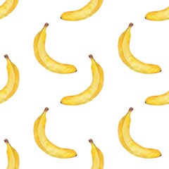 A pattern with yellow bananas, a hand-drawn watercolor.