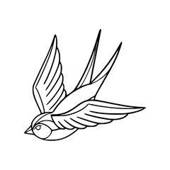 a line art drawing of flying bird design illustration