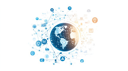 World network communication and technology concept , Abstract futuristic world technology, business and technology concept element  abstract futuristic technology 
 template on white background