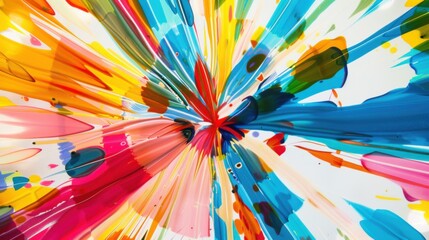 a kaleidoscopic explosion of colors and shapes, swirling in a mesmerizing dance of abstraction, white space in the center of the page for text