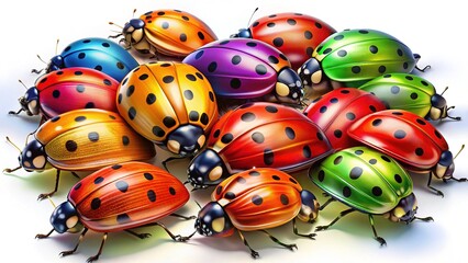 Fototapeta premium Colorful Ladybug Collection - Isolated Transparent Background