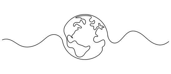 Globe earth line art style vector illustration, Earth day line art style vector illustration