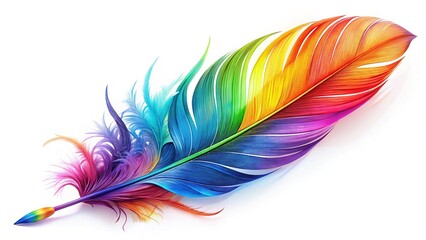 Colorful Pen Feather Wave Lines Abstract Art Background