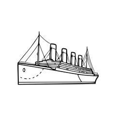 a line art drawing of a big ship illustration