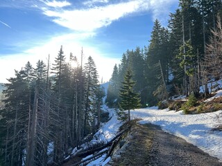 Early spring atmosphere and the last remnants of snow on the mountain road - Northern Velebit...