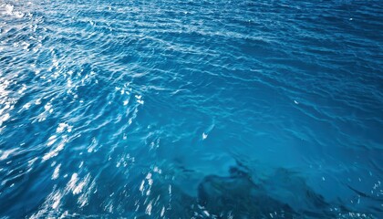 Obraz premium tranquil turquoise ocean surface with sunlit ripples, ideal for travel marketing, design background, or nature inspired projects
