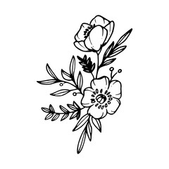 Minimalist Hand Drawn Floral Bouquet Illustration