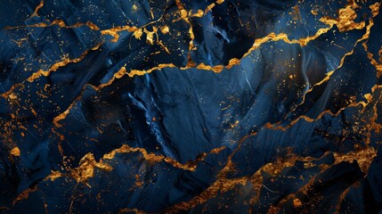 Fototapeta premium Abstract Blue and Gold Marble Texture Wallpaper