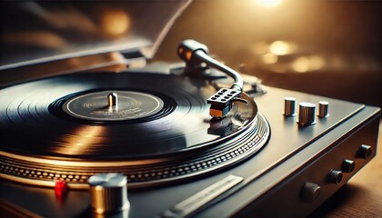 Vintage Vinyl Turntable Playing Classic Record &ndash; Warm Retro Music Vibes