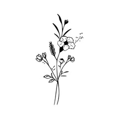 Minimalist Hand Drawn Floral Bouquet Illustration