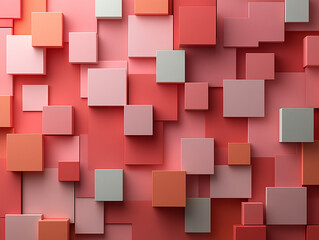 Colorful geometric pattern with square blocks on wall