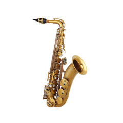 Naklejka premium Elegant Gold Alto Saxophone Musical Instrument Isolated on White Background