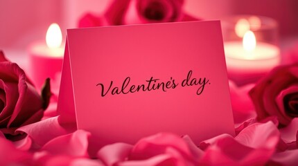 A pink rose and candles create a romantic Valentine's Day or birthday gift