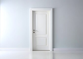 Modern White Wooden Door, Bright Interior Door, Clean Minimalist Design, White Background