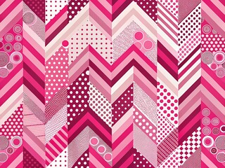 Fototapeta premium Pink Geometric Abstract Wallpaper: Stripes, Polka Dots, Chevrons