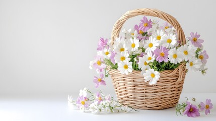 13. Soft and delicate flower basket on a white background for a festive and auspicious occasion