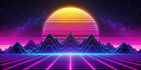 Retro 80s Wave Purple Glitch Background - Vintage Computer Screen Wallpaper