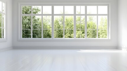 Fototapeta premium Minimalistic White Room with Seamless Walls and Flat Floor Creating an Open and Clean Atmosphere