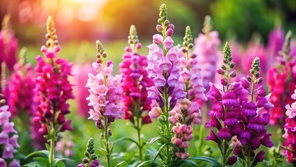Obraz premium Spring Snapdragon Blooms: Purple & Pink Flower Photography