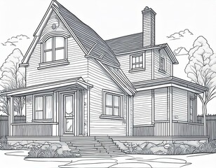 Linear architectural sketch detached house