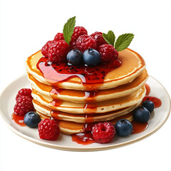 pancakes with raspberries and blueberries