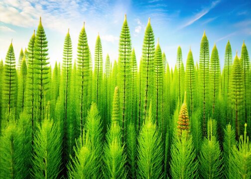 Stunning Horsetail Field, Equisetum Strobili, Mare's Tail, Snake Grass,  High-Resolution Image
